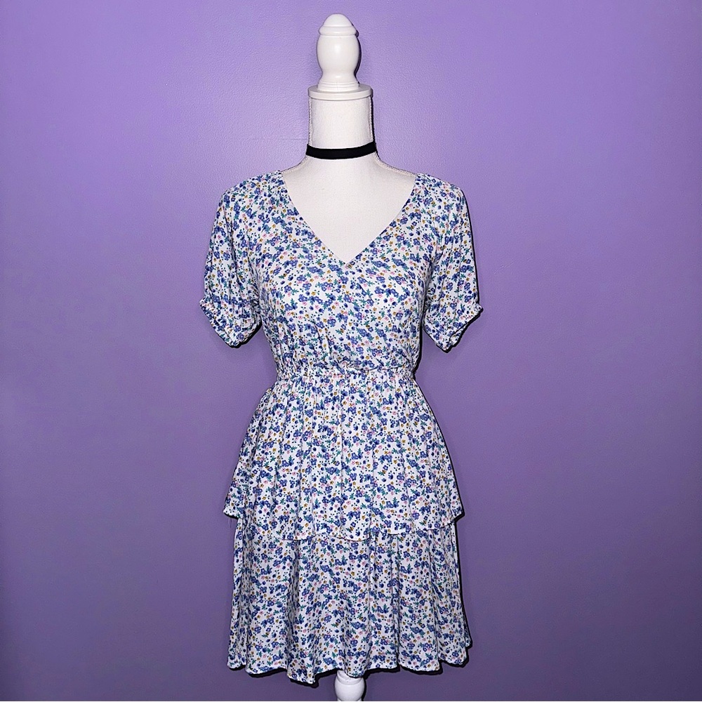 NWT Boutique White Floral Tiered Dress